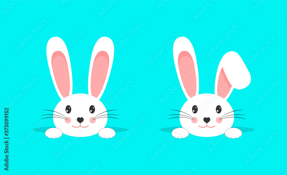 Obraz premium Easter white bunny. Rabbit ears. Beautiful, cute rabbit. Vector illustration