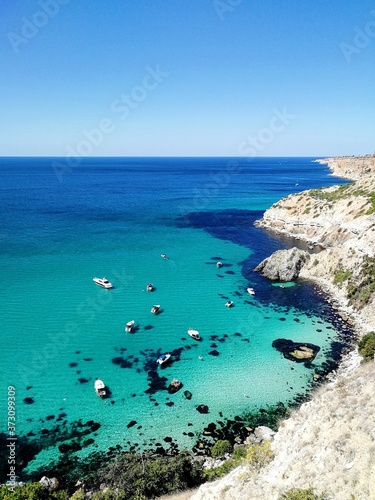 Cape Fiolent, Crimea. Crimea coast, Russia. Black sea and rocks