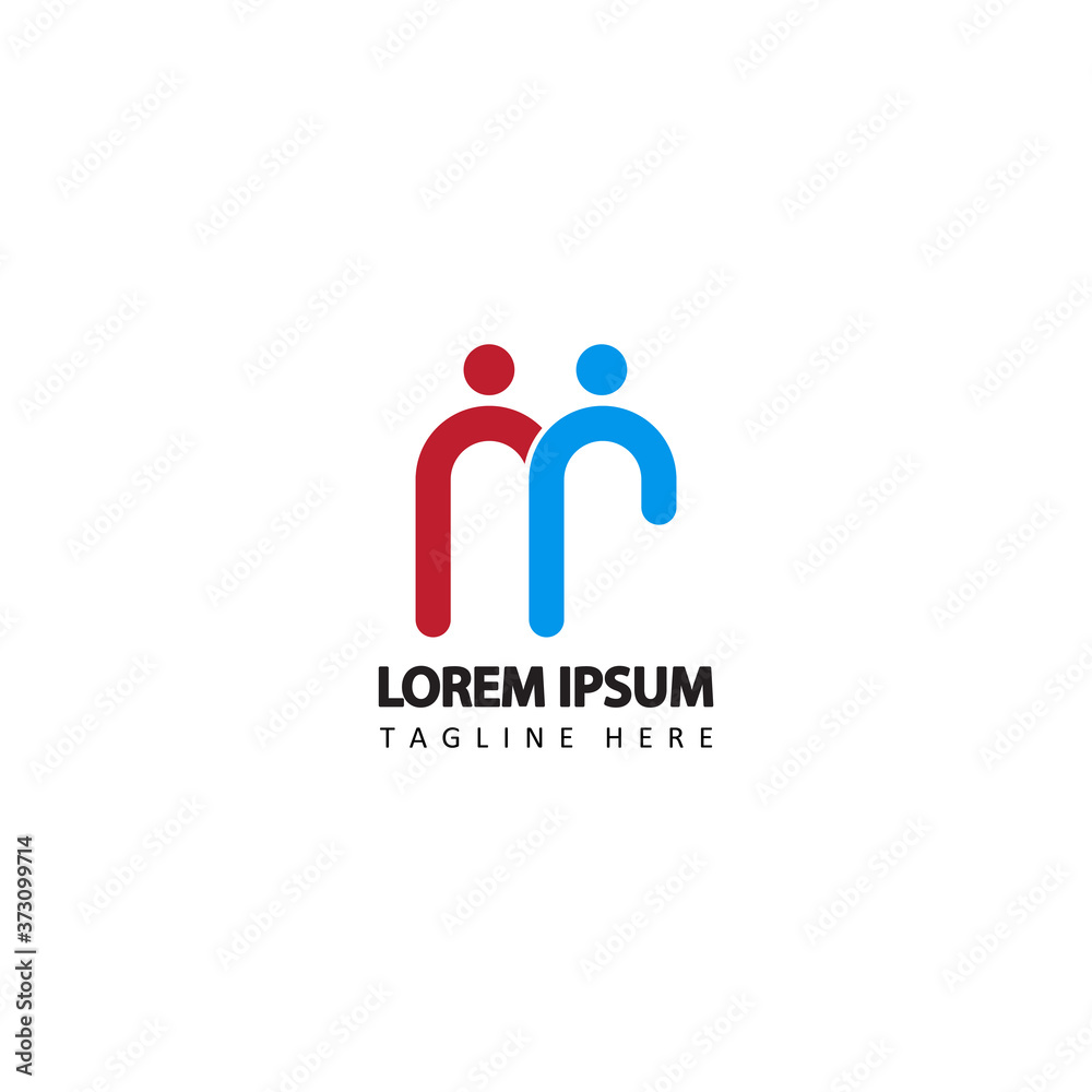 Human social, unity, together, connection, relation, community, initial m letter linked logo template design vector Human social, unity, together, connection, relation, community, initial m letter linked logo template design vector