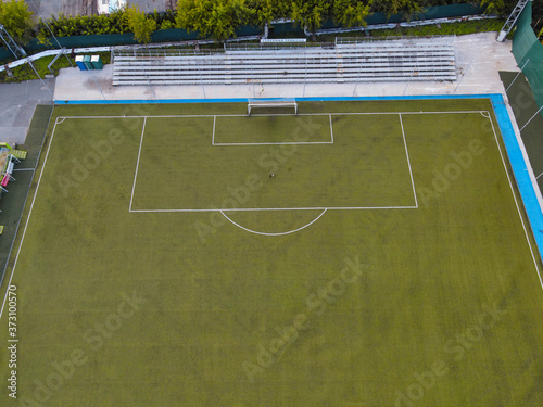 Artificial turf football field in Siberia photo