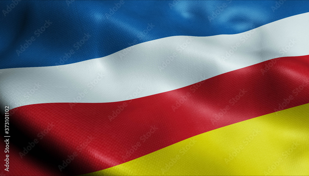 Naklejka premium 3D Waving Netherlands City Flag of Dokkum Closeup View