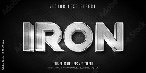 Iron text, silver color metallic style editable text effect