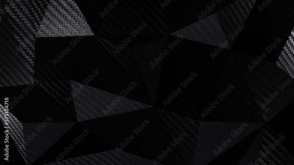 Carbon dark triangular polygonal geometric background seamless motion loop. 3D animation