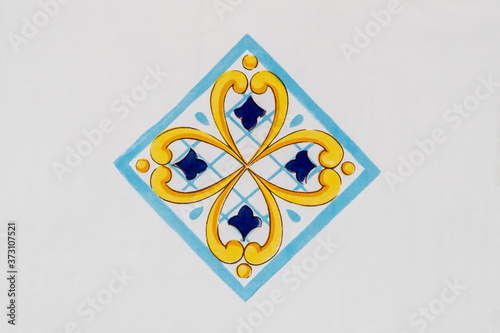 Traditional ornate italian decorative ceramic tiles from Vietri, colorful background photo