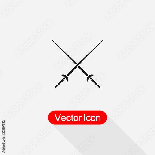 Fencing Sport Icon, Fencing Sword Icon, Cross Rapiers Icon vector illustration eps 10