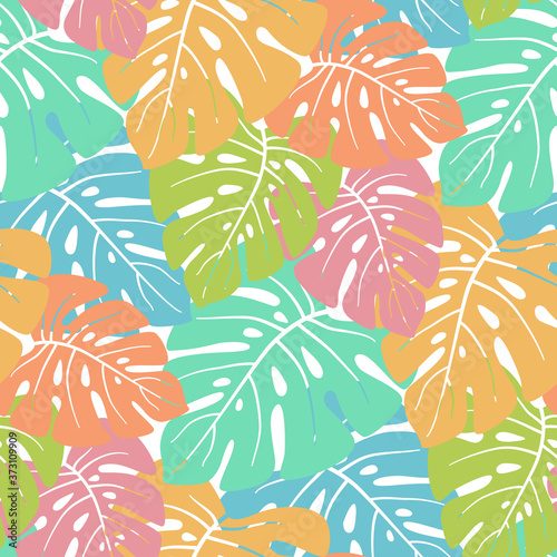 seamless tropical leaf pattern and background vector illustration