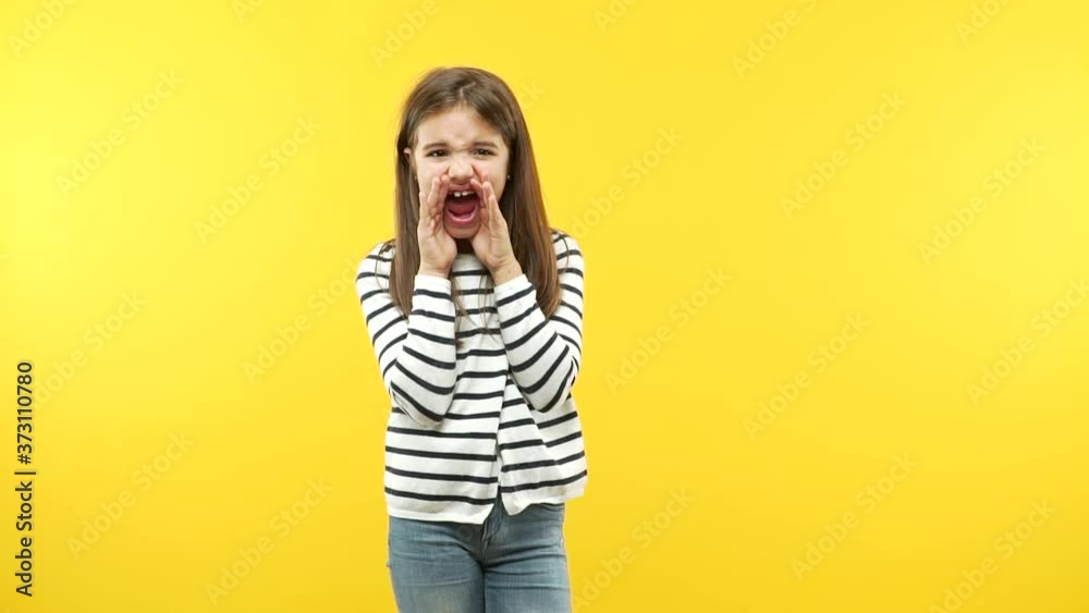 Funny little child girl shouting happy Funny little child girl shouting happy