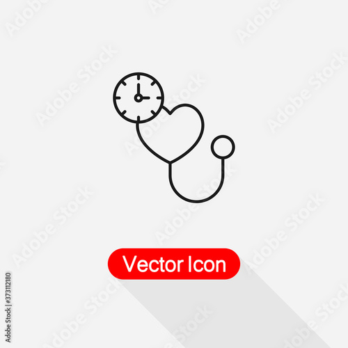 Health Control Icon, Hospital, Heart, Time, Clock Icon Vector Illustration Eps10