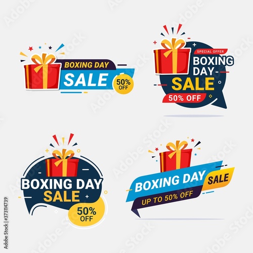 Boxing day sale banner discount special offer tag price discount promotion