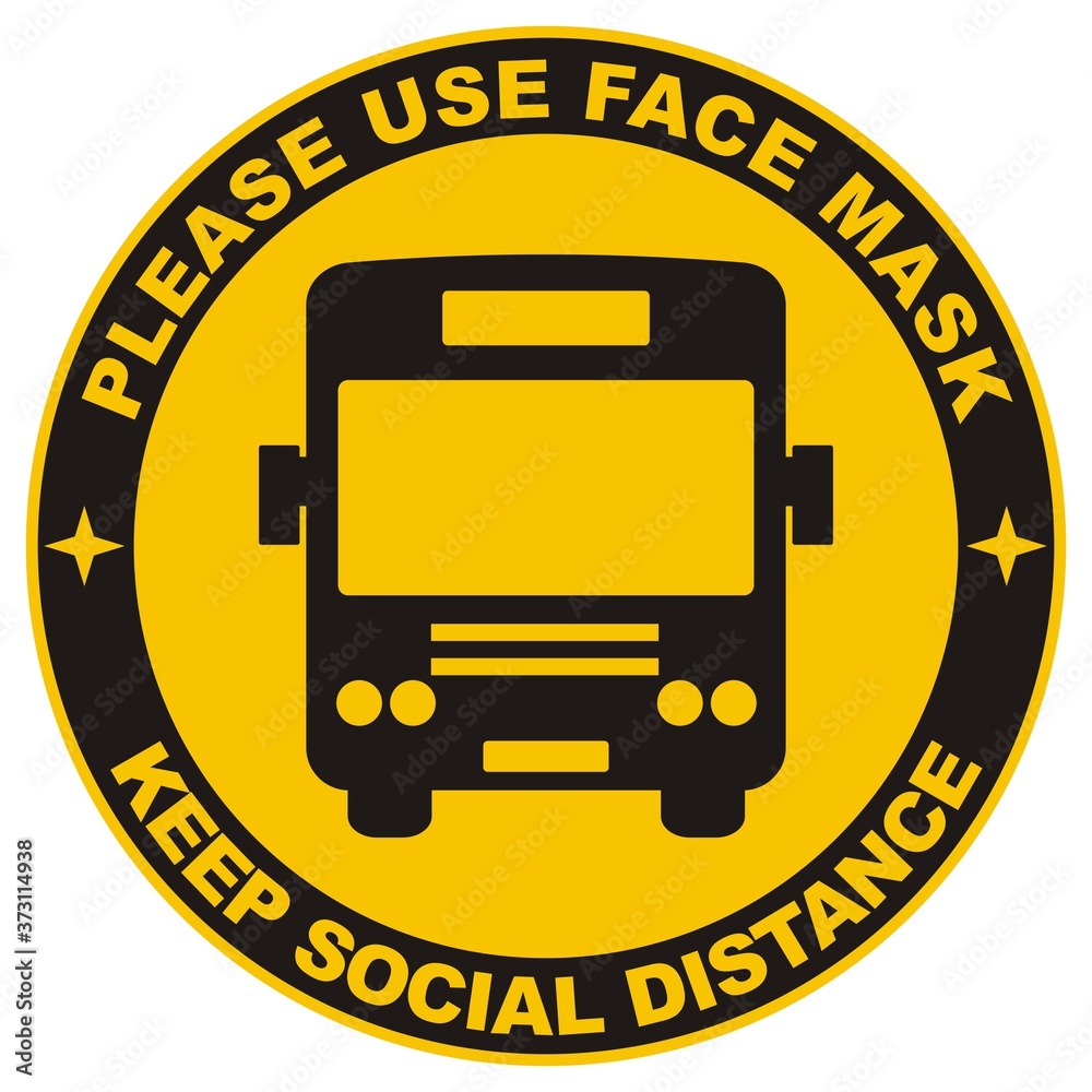 Keep safe distance, use face mask, bus, vector icon Keep safe distance, use face mask, bus, vector icon