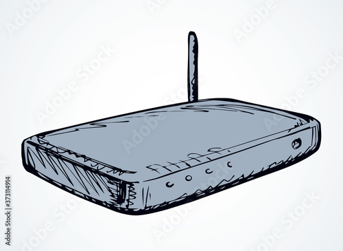 Modem with antenna. Vector drawing