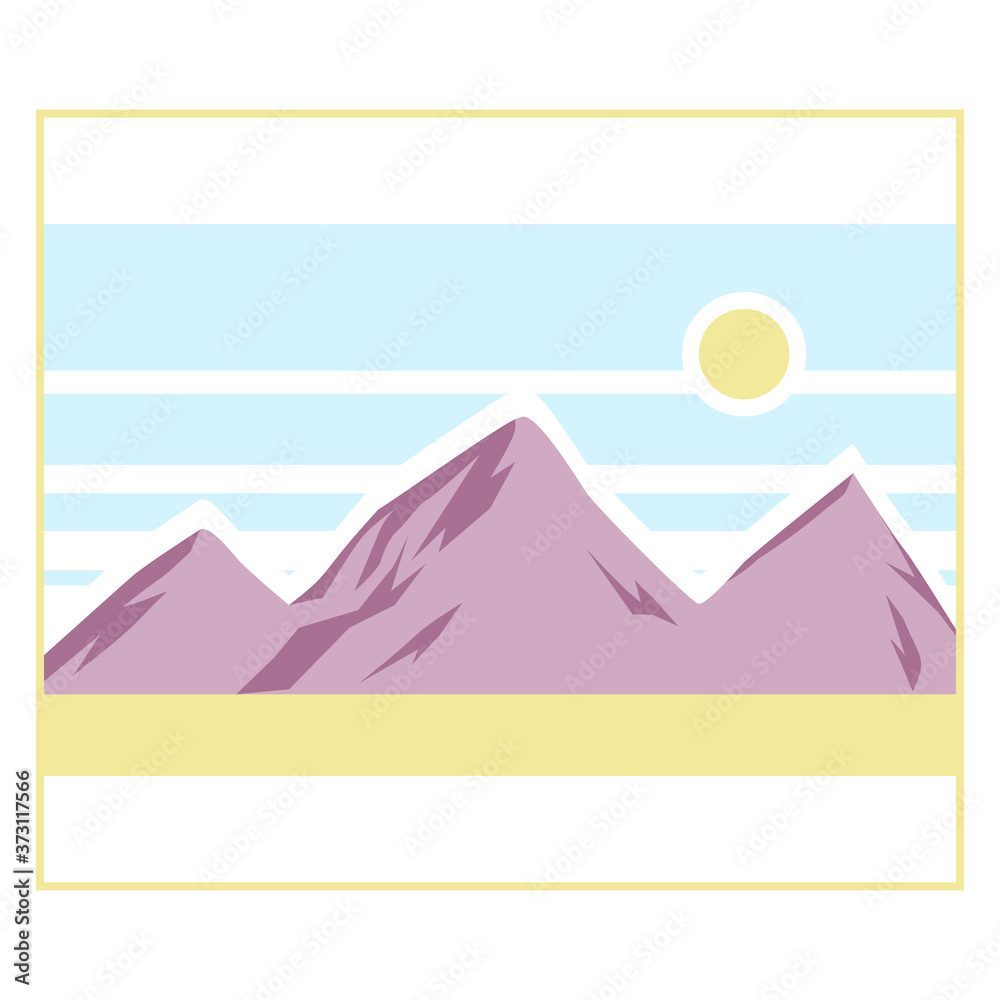 Card with mountains and sun. Print card. Card with mountains and sun. Print card.