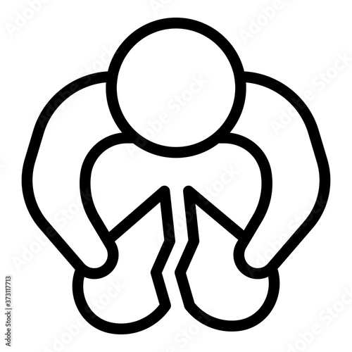 Heartbroken human icon. Outline heartbroken human vector icon for web design isolated on white background