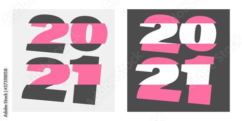 2021 text logo design. 2021 number logo design template. Seasonal holidays flyers, greetings and invitations. Design for social media, promotion, sale. Vector illustration.