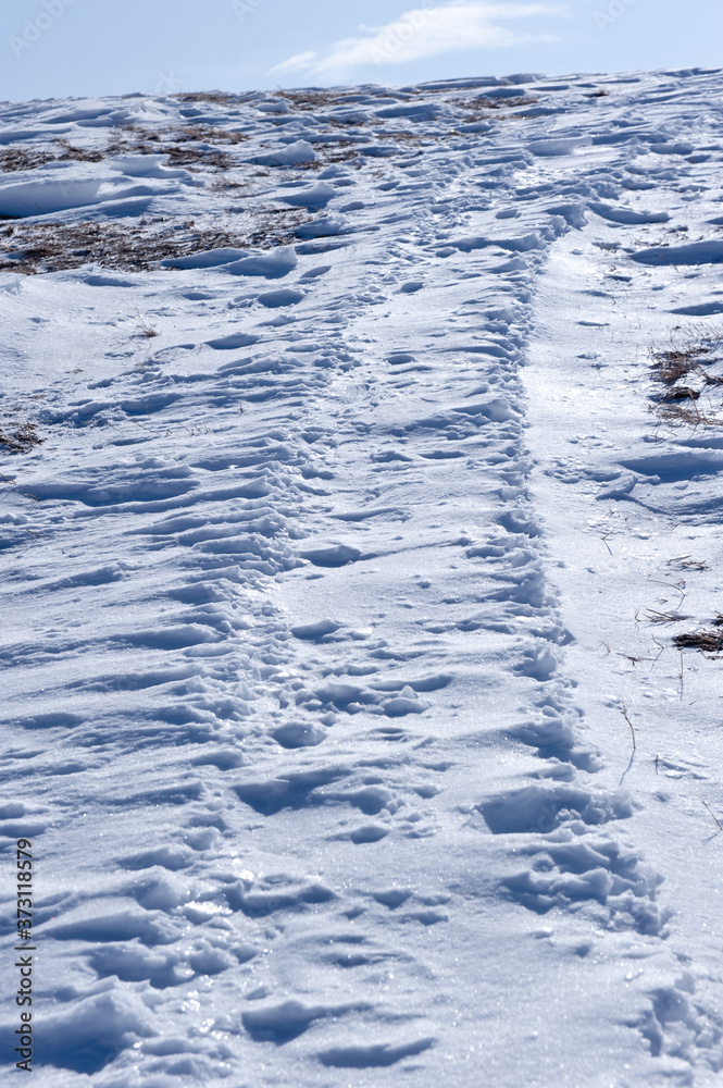 Obraz premium Beautiful pure snowscape,winter in the mountainside outdoor.