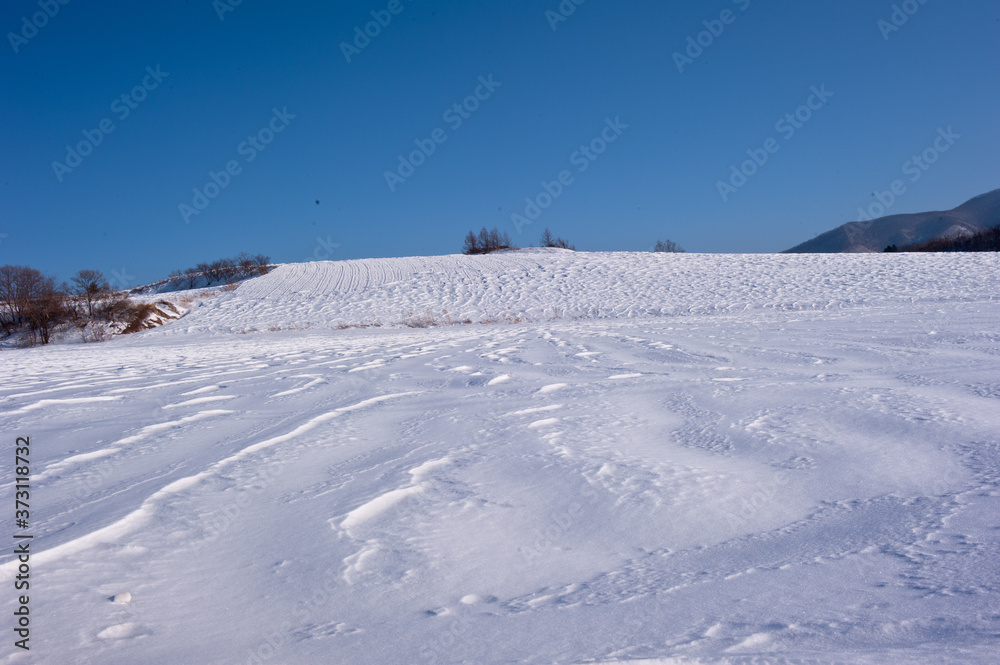 Beautiful pure snowscape,winter in the mountainside outdoor.