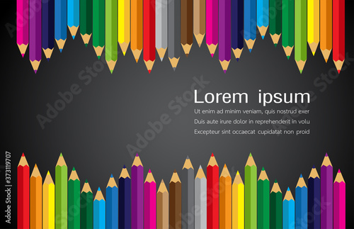 Colour pencils on green background,  vector design.