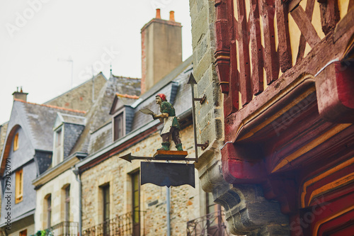 Fototapeta Naklejka Na Ścianę i Meble -  Building decoration in medieval town of Vitre, one of the most popular tourist attractions in Brittany, France
