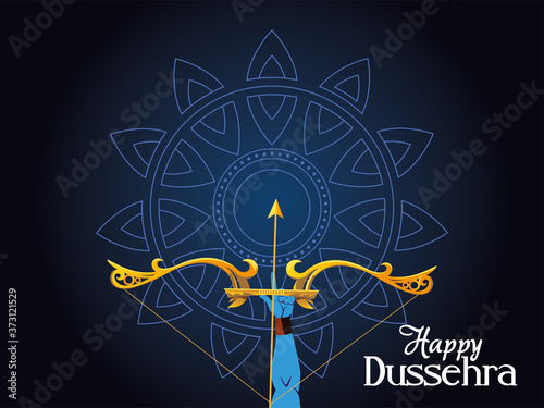 lord ram arm with bow and arrow in front of blue mandala vector design