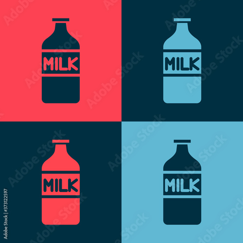 Pop art Closed glass bottle with milk icon isolated on color background. Vector Illustration.