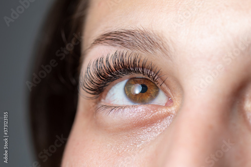 Fototapeta Naklejka Na Ścianę i Meble -  Eyes with Long Eyelashes. Eyelash Extension. Lashes.