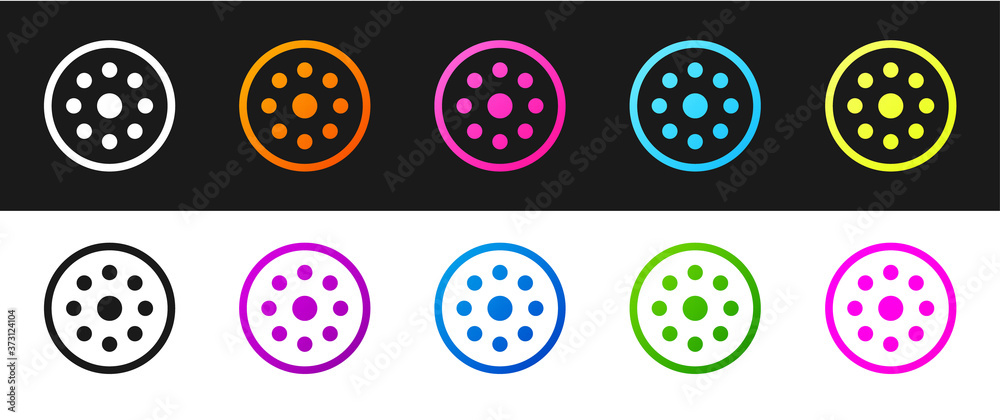 Set Sewing button for clothes icon isolated on black and white background. Clothing button. Vector Illustration. Set Sewing button for clothes icon isolated on black and white background. Clothing button. Vector Illustration.
