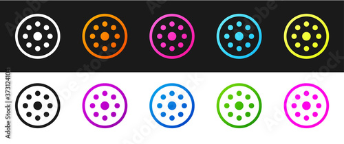 Set Sewing button for clothes icon isolated on black and white background. Clothing button. Vector Illustration.