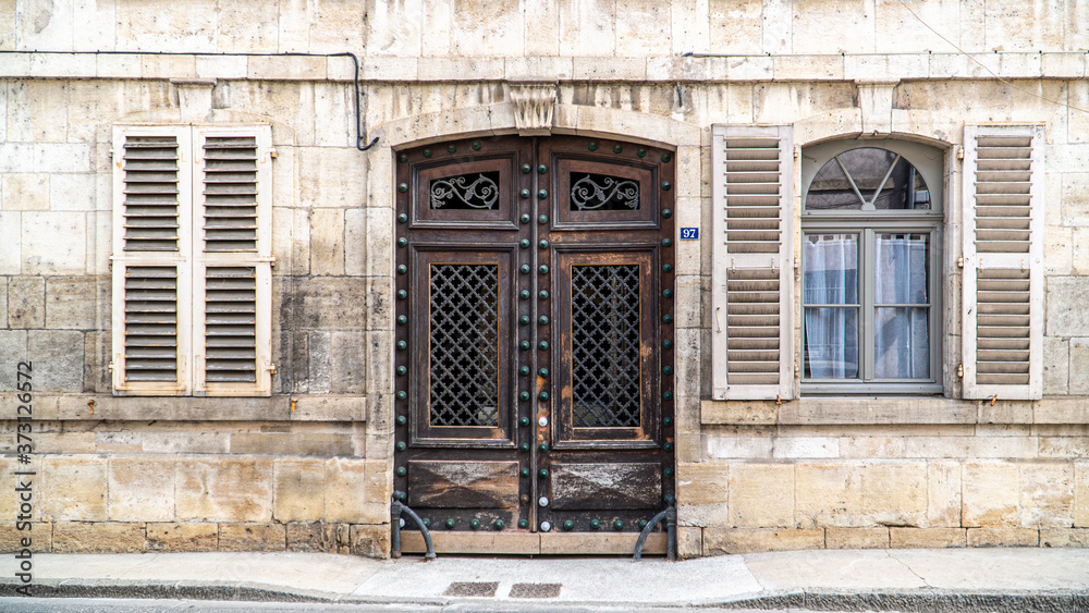 Alte Hausfassade, Ornans, Bourgogne-Franche-Comté, Frankreich