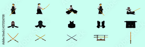 set of kendo cartoon icon design template with various models. vector illustration