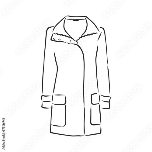 Raincoat. Monochrome sketch, hand drawing. Black outline on white background. Vector illustration. raincoat, vector sketch illustration