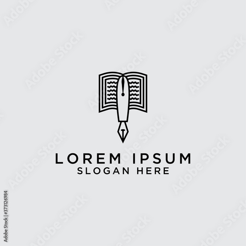 Educational Logo Templates. Book and pen Icon Vector.