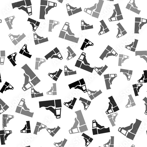 Black Water slide with pool icon isolated seamless pattern on white background. Aquapark. Vector.