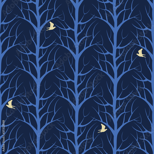 Forest seamless pattern. Vector design background.