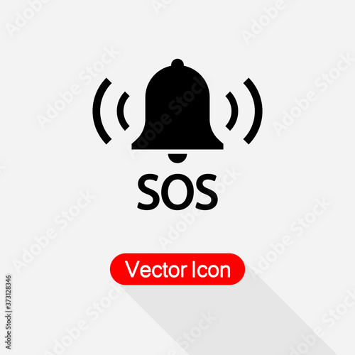 SOS Icon Warning Bell Help Sign Vector Illustration Eps10