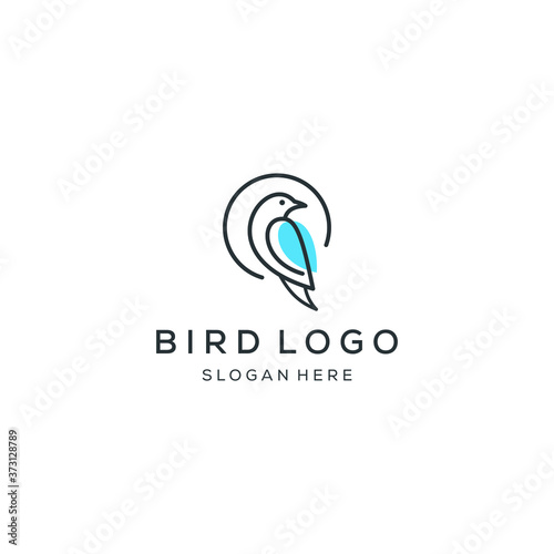 minimalist monoline line art bird logo design vector