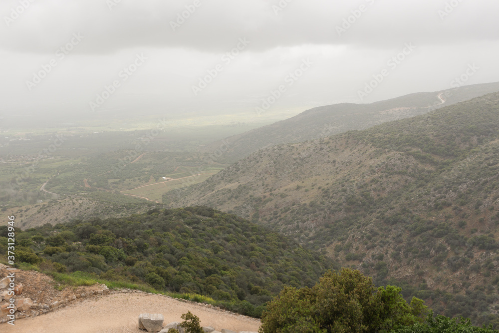 Obraz premium View from the mountain in Golan Heights, Israel.