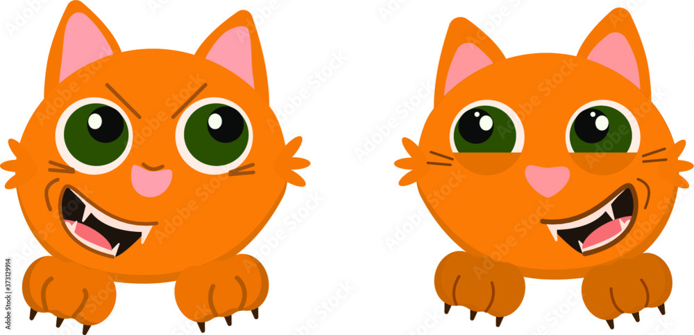 heads of angry red cats, the illustration can be used as stickers