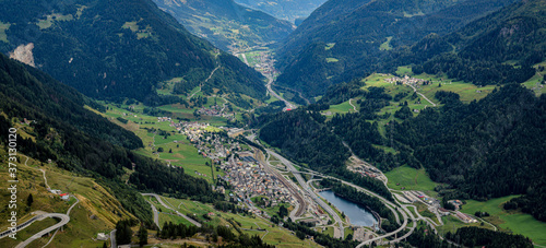 City of Belloinzona in Switzerland - view from Gotthard Pass - travel photography