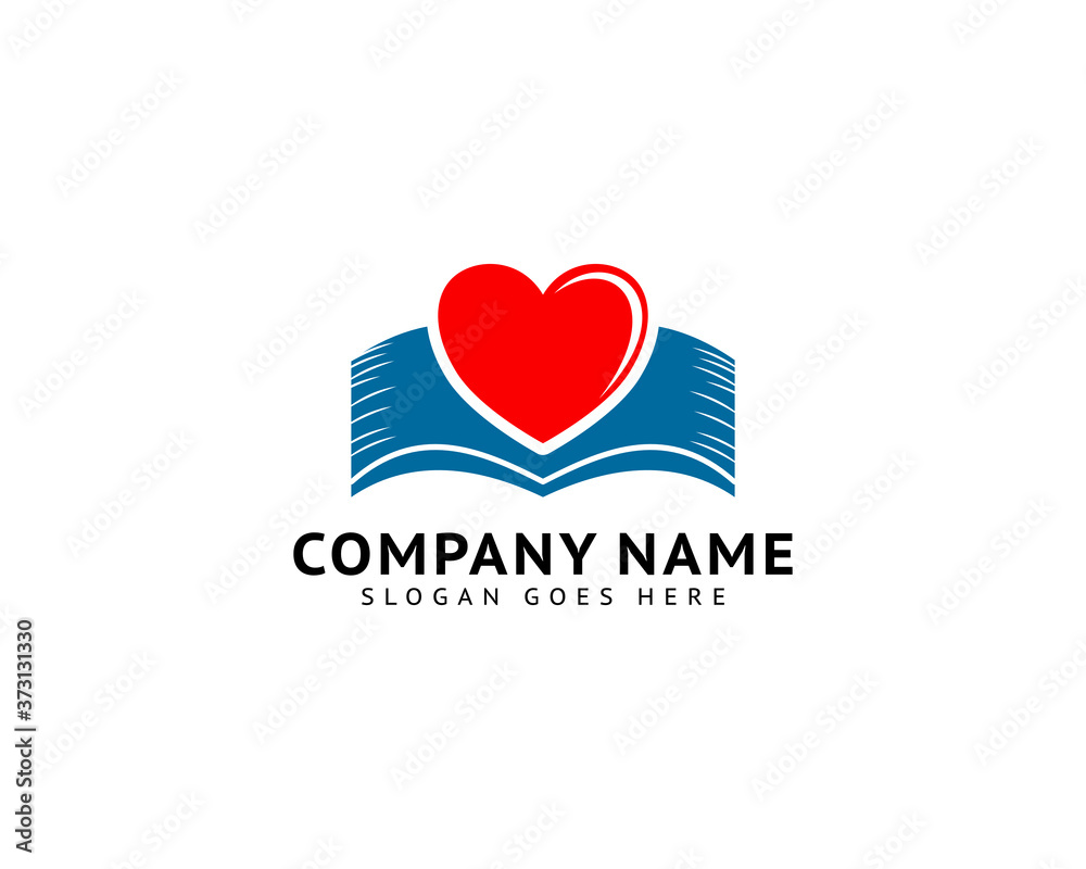 Love Book Logo Template Design Vector