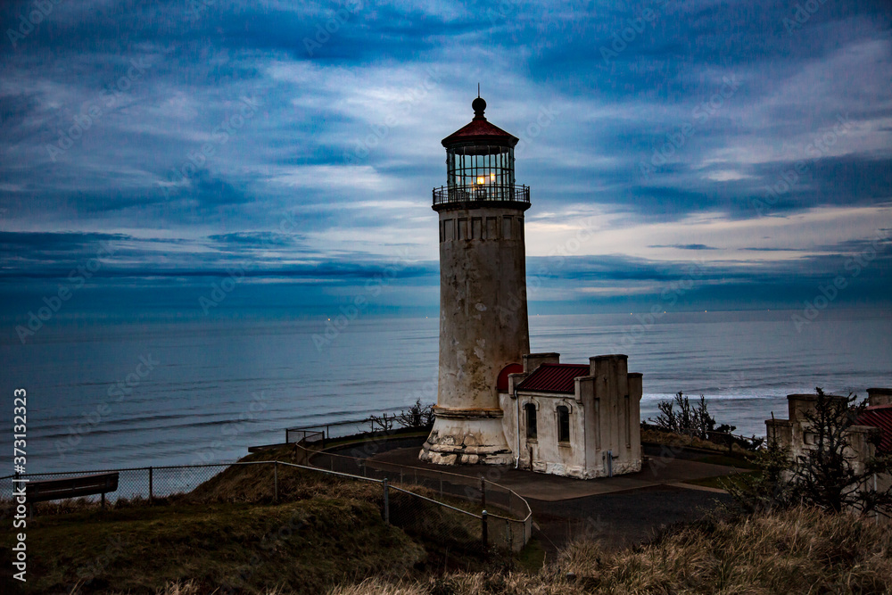 The North Head Lighthouse at the mouth of the Columbia River on the washington coast near Ilwaco.