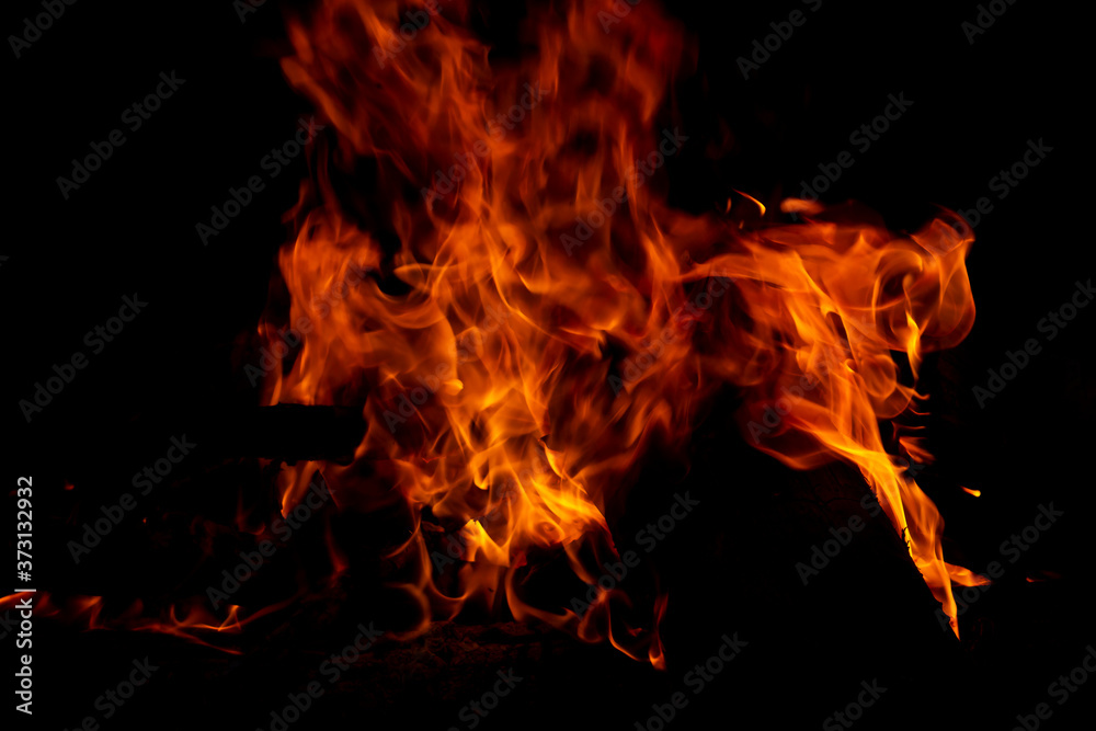 Hot fire up close at night Hot fire up close at night