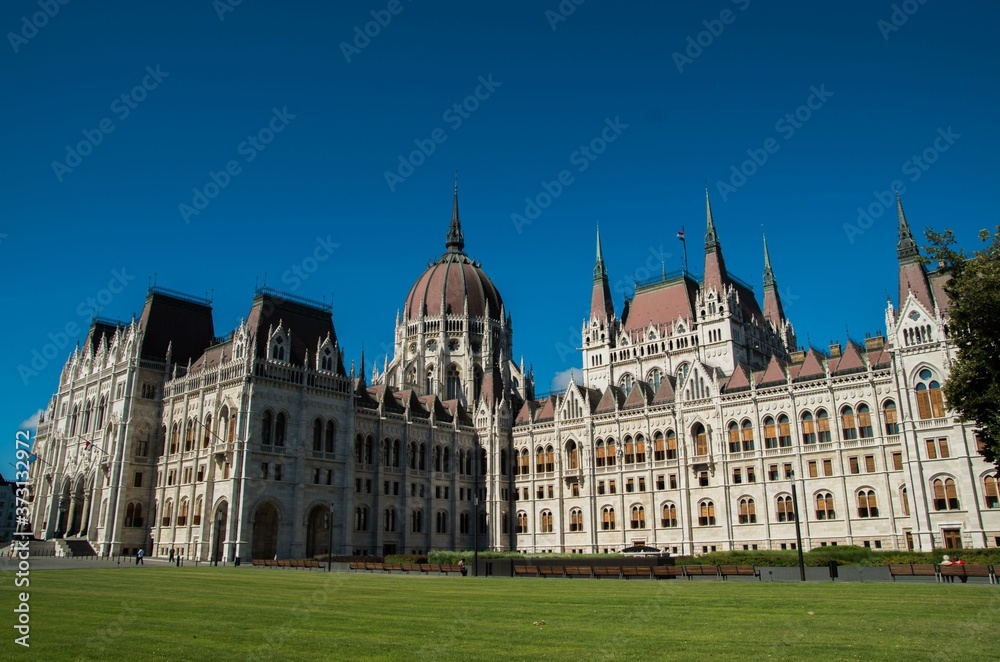 Back of Hungarian parliament building in budapest