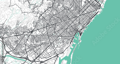 Detailed vector map of Barcelona, Spain
