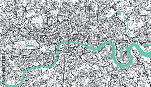 Detailed vector map of London, UK