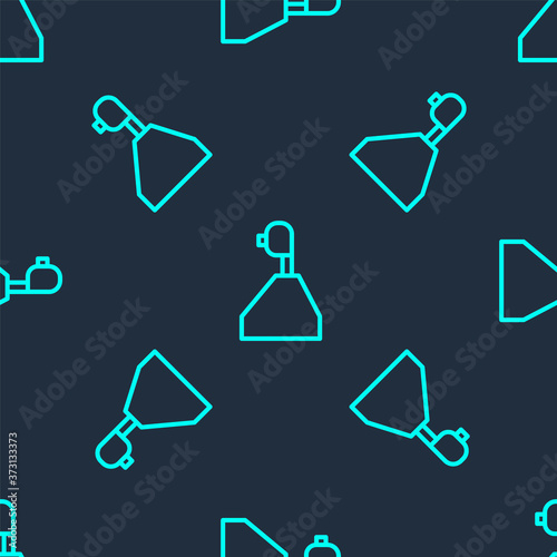 Green line Gear shifter icon isolated seamless pattern on blue background. Transmission icon. Vector Illustration.