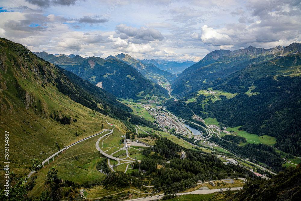 Naklejka premium Famous Gotthard Pass in Switzerland - travel photography
