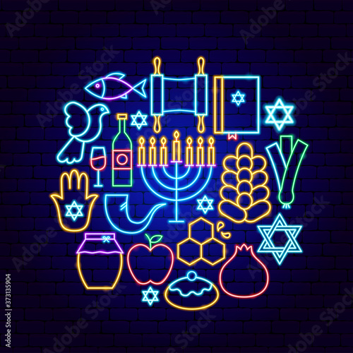 Rosh Hashanah Neon Concept