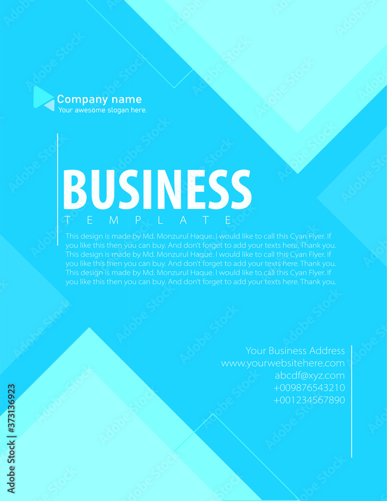 Corporate business cyan flyer template