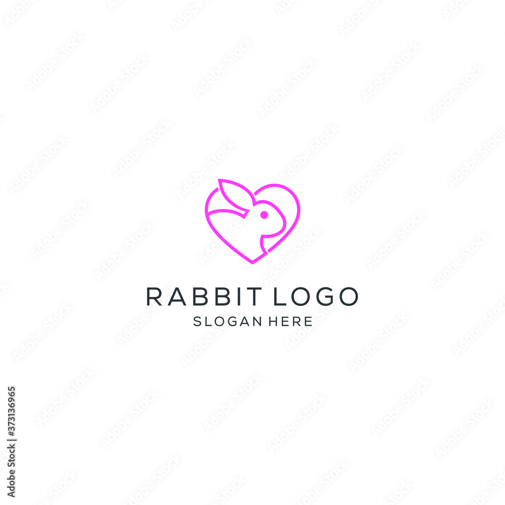 minimalist monoline line art rabbit logo design vector minimalist monoline line art rabbit logo design vector