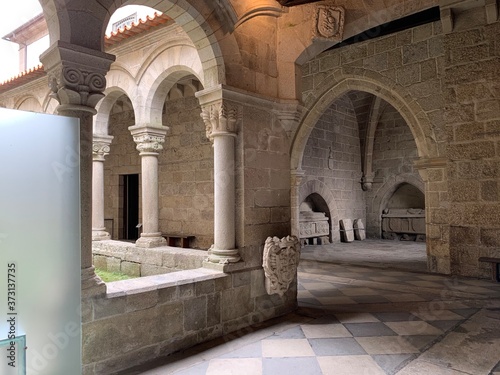 Inside the  monastery, garden, Guimaraes Center, Portugal photo